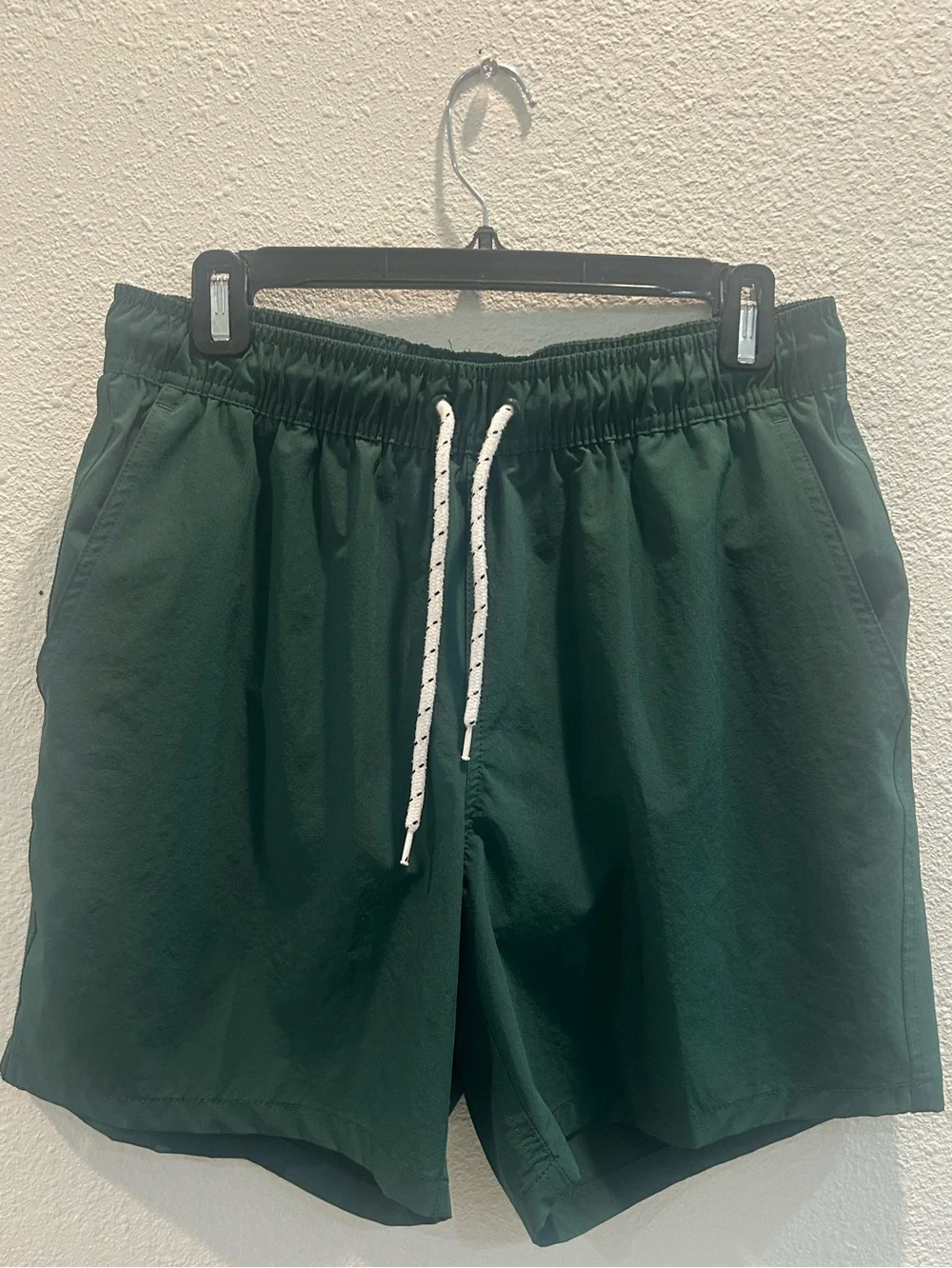 George Forest Green Swim Trunks with White Drawstring